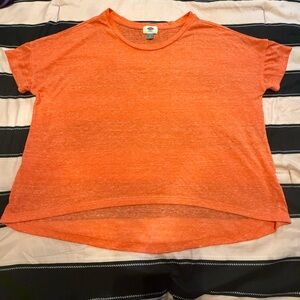 Old Navy Heathered Orange Short-Sleeve Scoop Tee